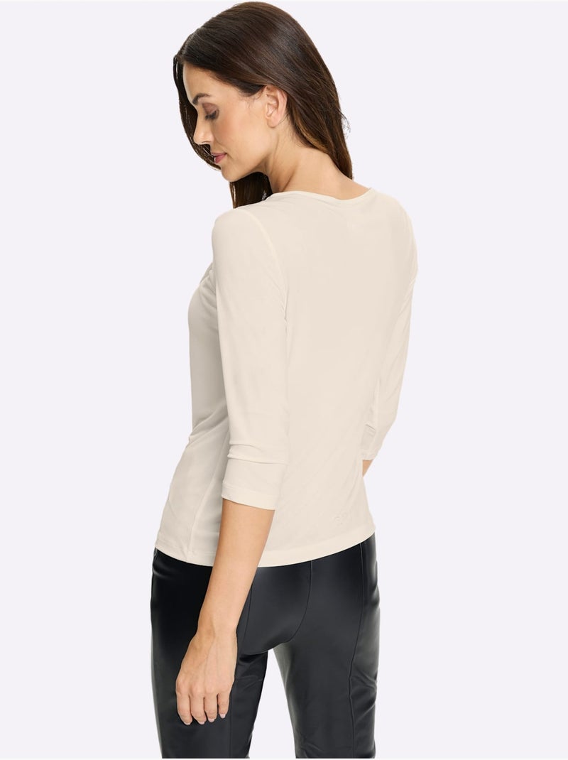 T-shirt Encolure Asymétrique - Taille Standard - Helline Ivoire - Kiabi