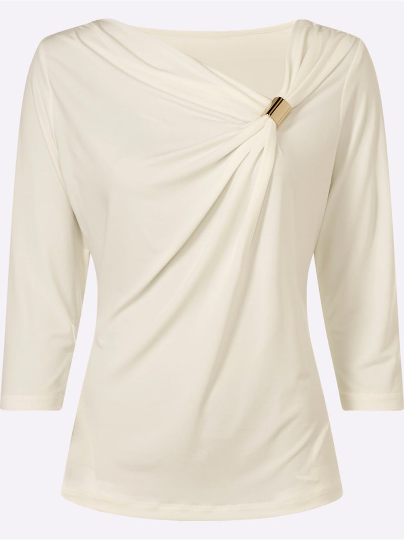 T-shirt Encolure Asymétrique - Taille Standard - Helline Ivoire - Kiabi