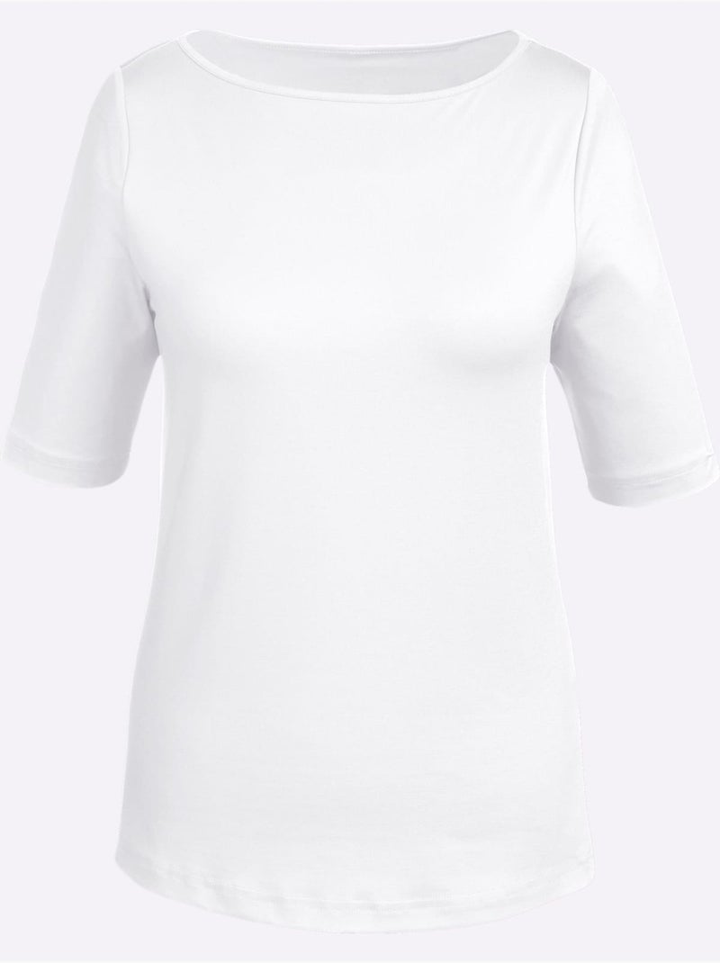 T-shirt Encolure En U Féminine - Taille Standard - Witt Blanc - Kiabi
