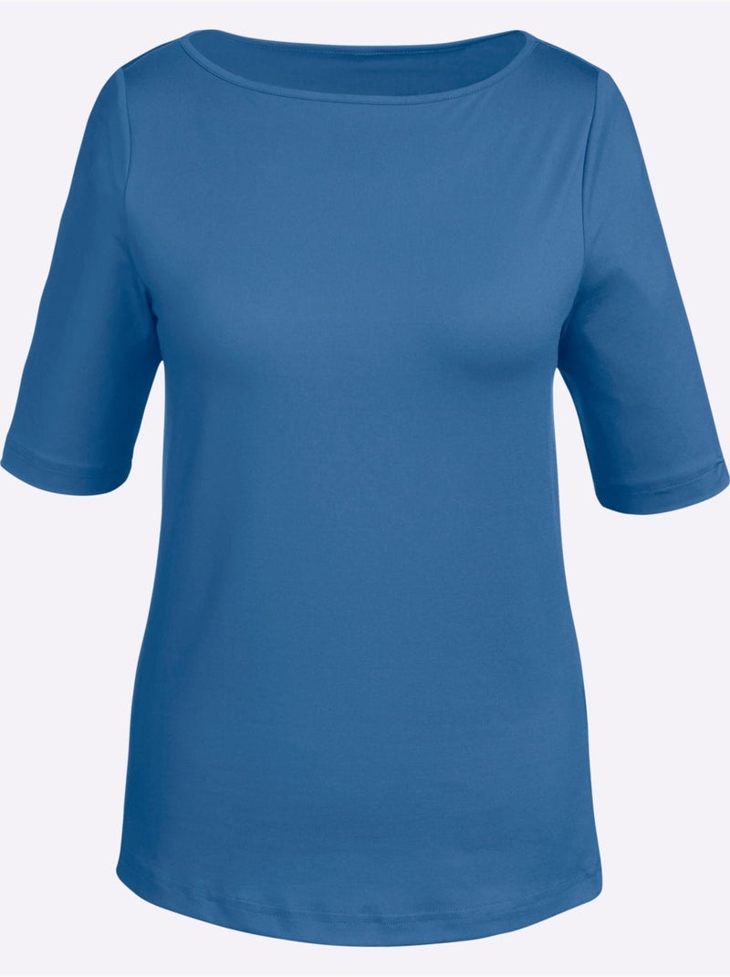 T-shirt Encolure En U Féminine - Taille Standard - Witt Bleu - Kiabi