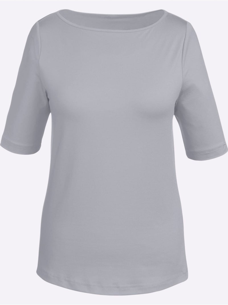 T-shirt Encolure En U Féminine - Taille Standard - Witt Gris clair - Kiabi