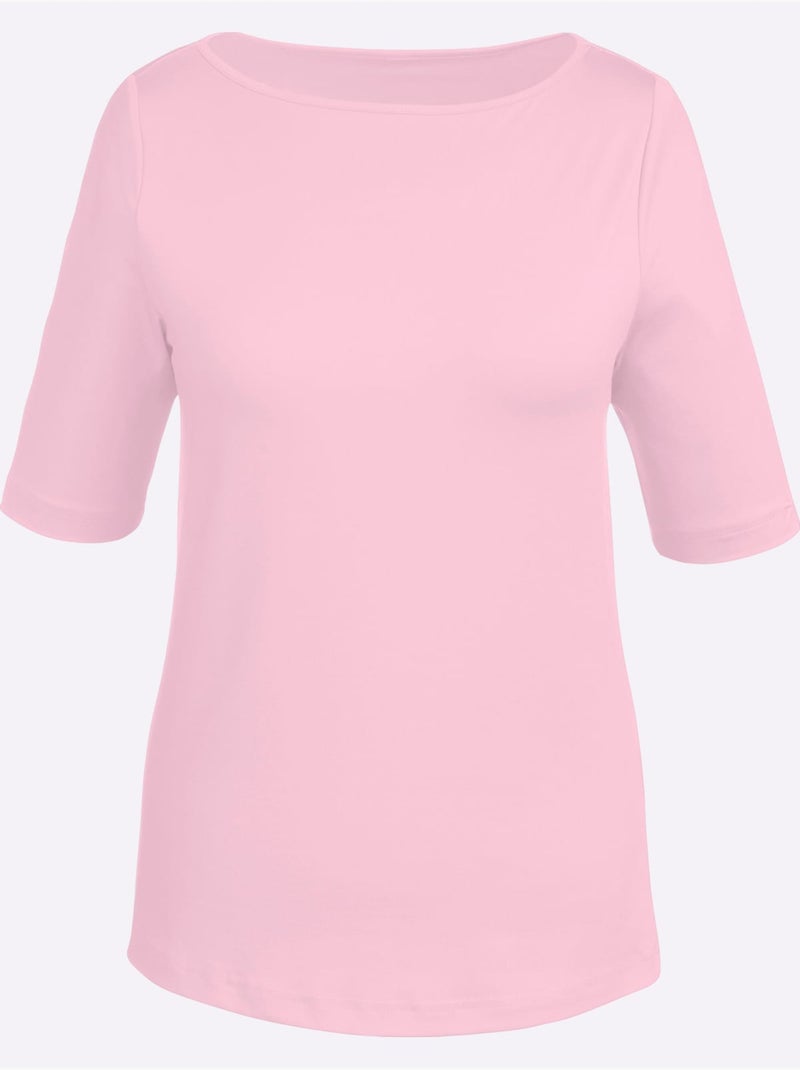 T-shirt Encolure En U Féminine - Taille Standard - Witt Rose - Kiabi