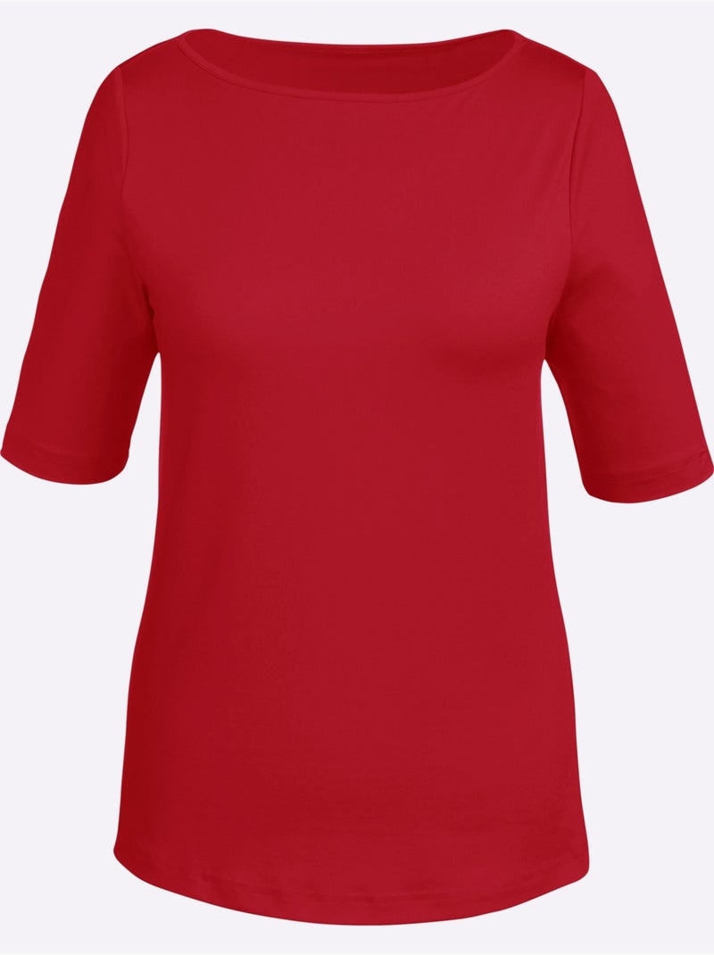 T-shirt Encolure En U Féminine - Taille Standard - Witt Rouge - Kiabi