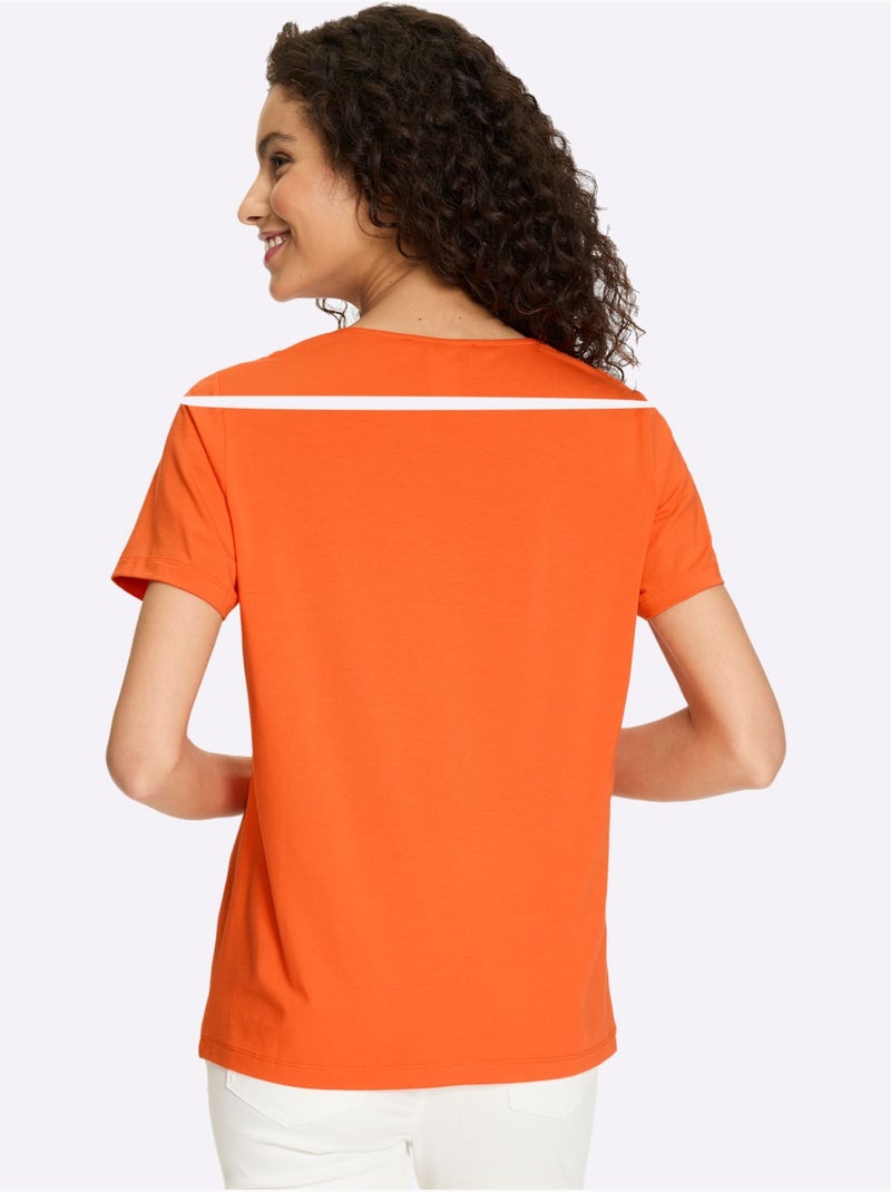 T-shirt Encolure Raffinée - Taille Standard - Helline Orange - Kiabi