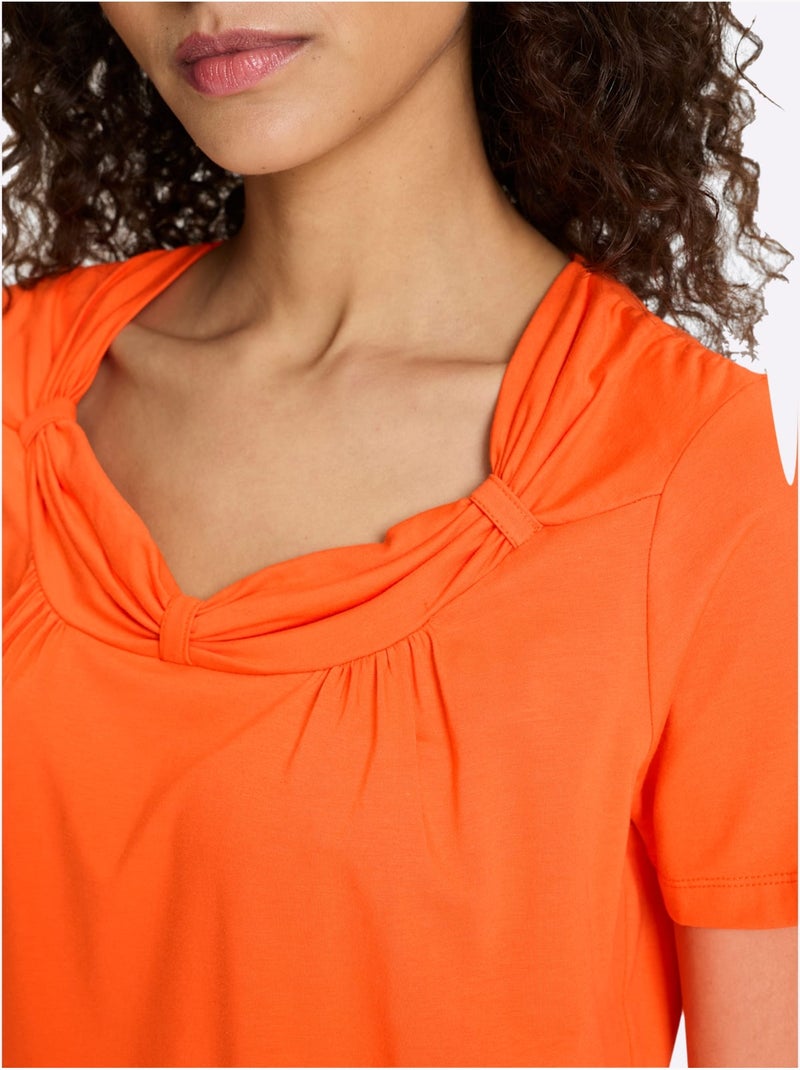 T-shirt Encolure Raffinée - Taille Standard - Helline Orange - Kiabi
