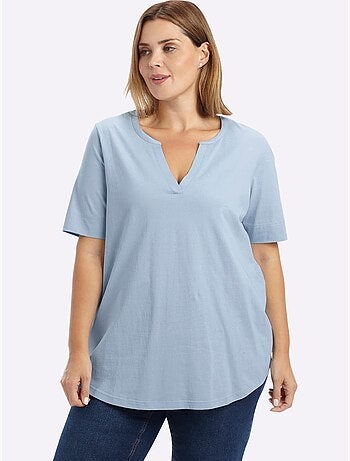 T-shirt Encolure Ronde Avec V Ouvert - Taille Standard - Sheego