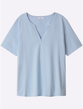 T-shirt Encolure Ronde Avec V Ouvert - Taille Standard - Sheego