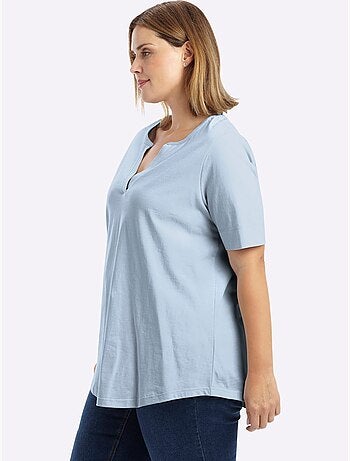 T-shirt Encolure Ronde Avec V Ouvert - Taille Standard - Sheego