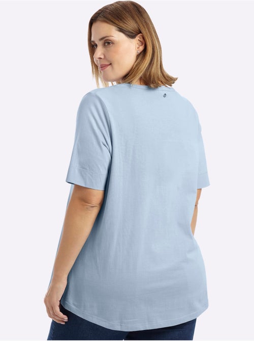 T-shirt Encolure Ronde Avec V Ouvert - Taille Standard - Sheego - Kiabi