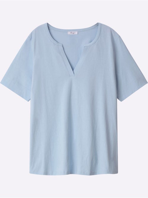 T-shirt Encolure Ronde Avec V Ouvert - Taille Standard - Sheego - Kiabi