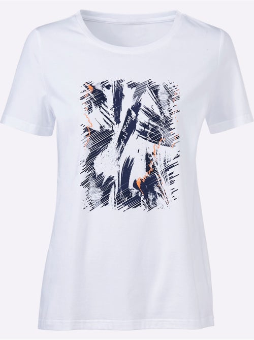 T shirt encolure ronde et manches courtes imprimé feuilles tropicales - Taille standard - Helline - Kiabi T shirt encolure ronde et manches courtes imprimé feuilles tropicales - Taille standard - Helline - Kiabi