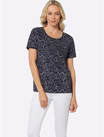 T-shirt Encolure Ronde Passepoilée - Taille Standard - Moda Vilona
