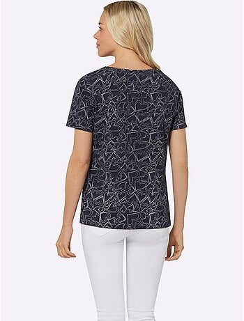 T-shirt Encolure Ronde Passepoilée - Taille Standard - Moda Vilona