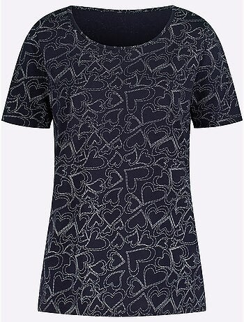 T-shirt Encolure Ronde Passepoilée - Taille Standard - Moda Vilona