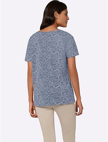 T-shirt Encolure Ronde Passepoilée - Taille Standard - Moda Vilona