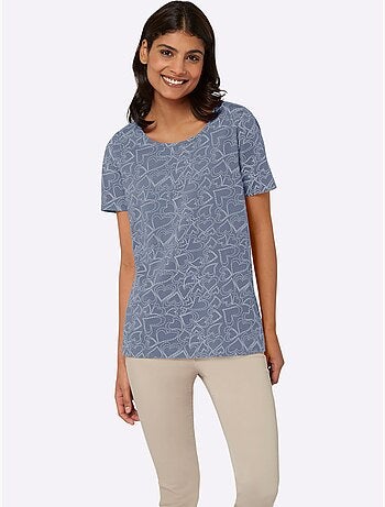 T-shirt Encolure Ronde Passepoilée - Taille Standard - Moda Vilona