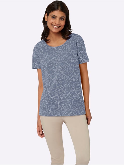 T-shirt Encolure Ronde Passepoilée - Taille Standard - Moda Vilona - Kiabi