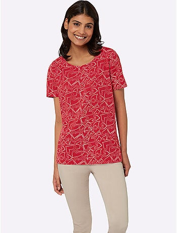 T-shirt Encolure Ronde Passepoilée - Taille Standard - Moda Vilona