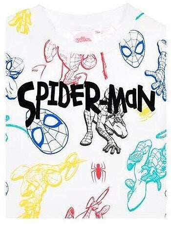 T-shirt enfant - spiderman - spiderman - 100% coton - blanc - manches courtes