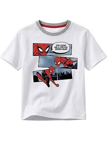 T-shirt enfant - spiderman - spiderman - 100% coton - blanc - motif comics