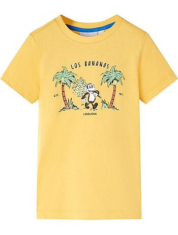 T-shirt enfant 100% coton clair à imprimé singe et palmiers - vidaxl