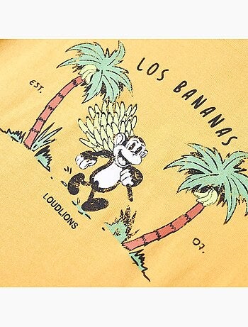 T-shirt enfant 100% coton clair à imprimé singe et palmiers - vidaxl