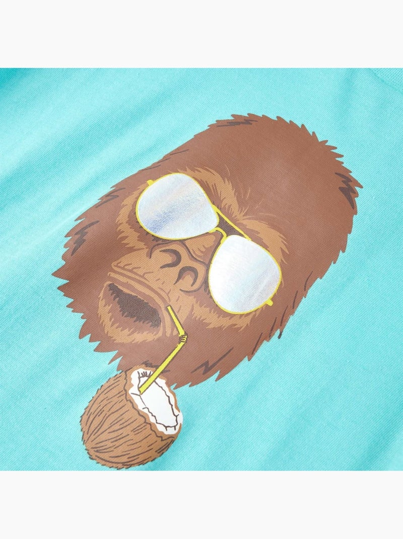 T-shirt enfant 100% coton col rond gorille et noix de coco clair - vidaxl Bleu - Kiabi
