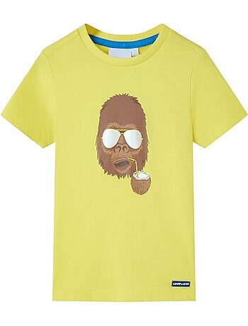 T-shirt enfant 100% coton col rond gorille et noix de coco clair - vidaxl