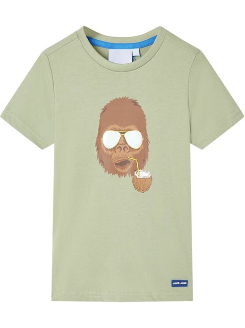 T-shirt enfant 100% coton col rond gorille et noix de coco clair - vidaxl - Kiabi T-shirt enfant 100% coton col rond gorille et noix de coco clair - vidaxl - Kiabi