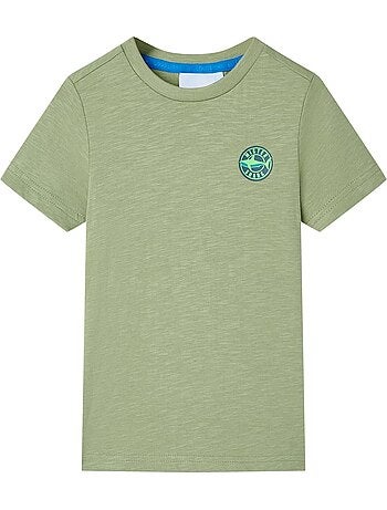 T-shirt enfant 100% coton imprimé requin col rond manches courtes - vidaxl
