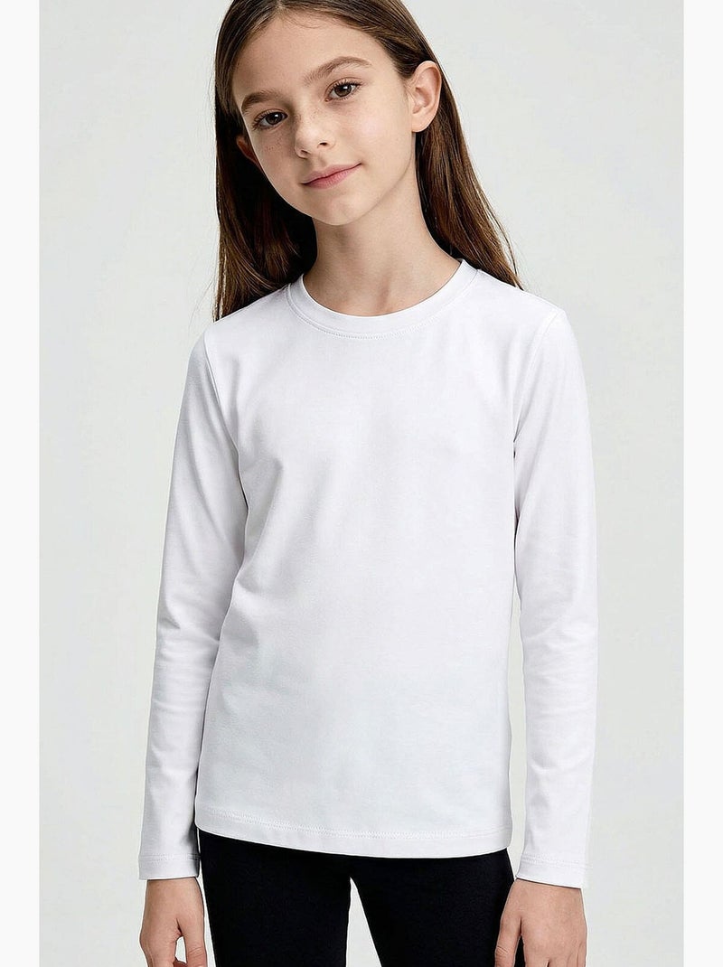 T-shirt enfant à manches longues col rond tommy Bleu marine - Kiabi