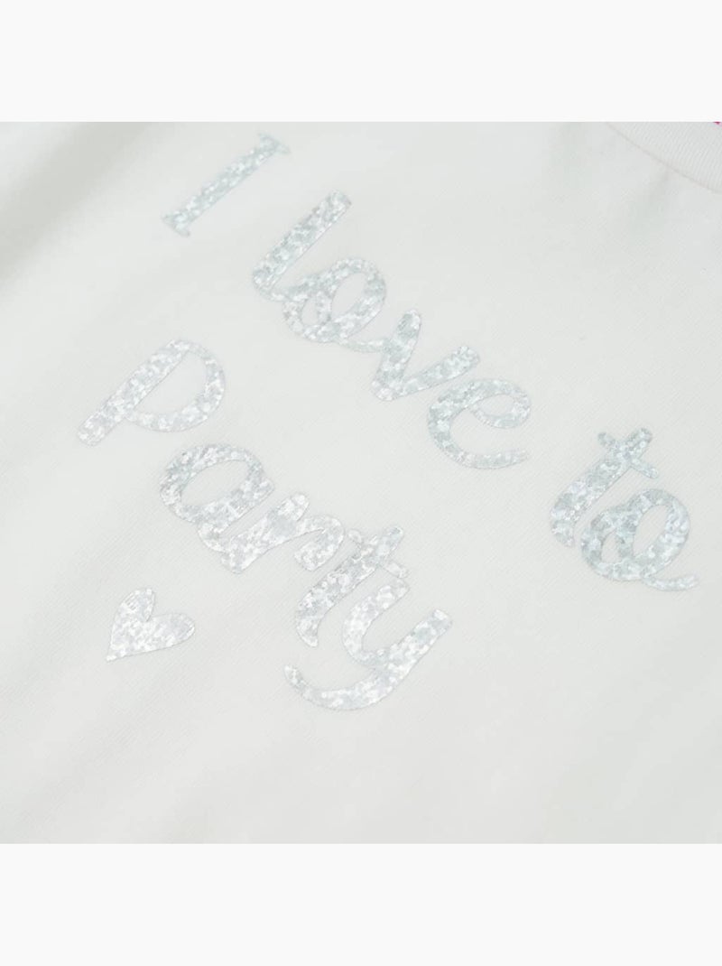 T-shirt enfant à manches volantées et imprimé pailleté - vidaxl Blanc - Kiabi