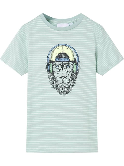 T-shirt enfant clair rayures fines et imprimé lion - vidaxl - Kiabi T-shirt enfant clair rayures fines et imprimé lion - vidaxl - Kiabi