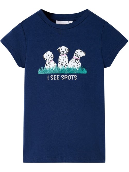 T-shirt enfant col rond coton avec imprimé chiot - vidaxl - Kiabi