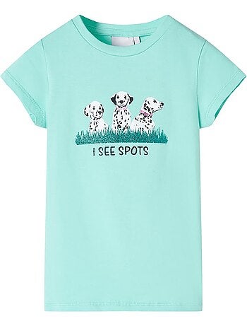 T-shirt enfant col rond coton avec imprimé chiot - vidaxl