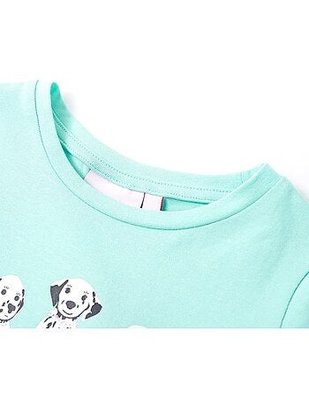 T-shirt enfant col rond coton avec imprimé chiot - vidaxl