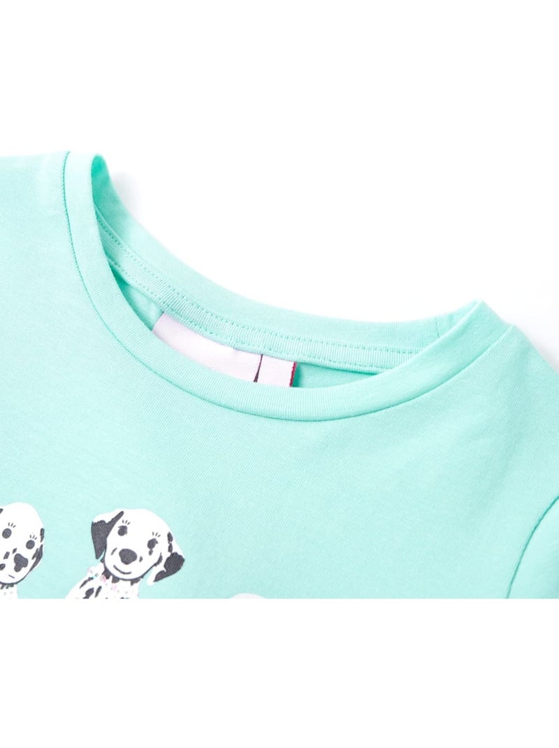 T-shirt enfant col rond coton avec imprimé chiot - vidaxl Vert - Kiabi
