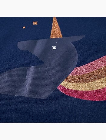 T-shirt enfant col rond coton imprimé licorne pailletée - vidaxl