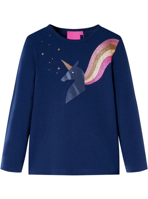 T-shirt enfant col rond coton imprimé licorne pailletée - vidaxl - Kiabi