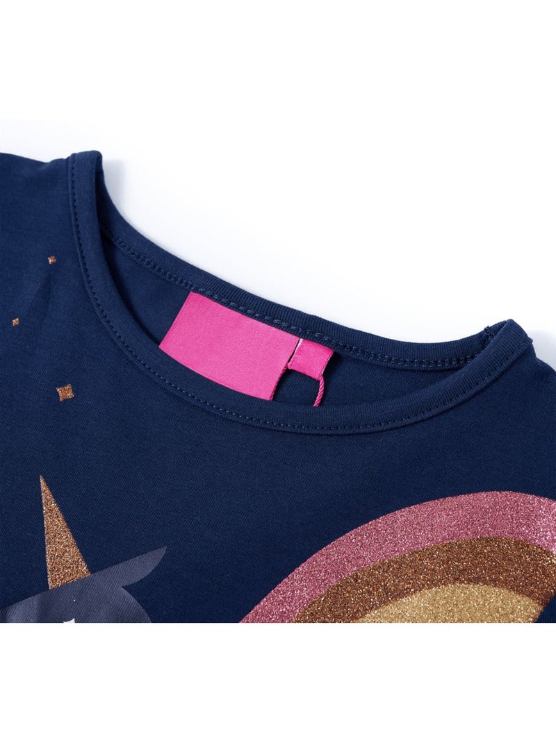 T-shirt enfant col rond coton imprimé licorne pailletée - vidaxl Bleu - Kiabi