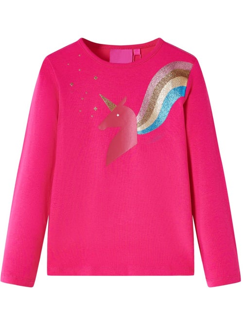 T-shirt enfant col rond coton imprimé licorne pailletée - vidaxl - Kiabi