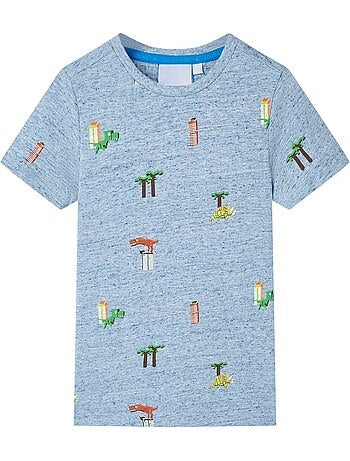 T-shirt enfant col rond coton mélangé imprimé dinosaures - vidaxl