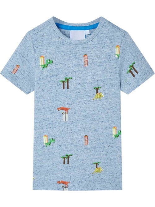T-shirt enfant col rond coton mélangé imprimé dinosaures - vidaxl - Kiabi