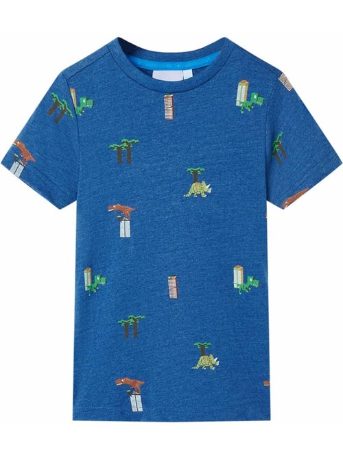 T-shirt enfant col rond coton mélangé imprimé dinosaures - vidaxl - Kiabi
