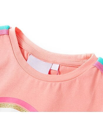 T-shirt enfant col rond imprimé arc-en-ciel souriant - vidaxl