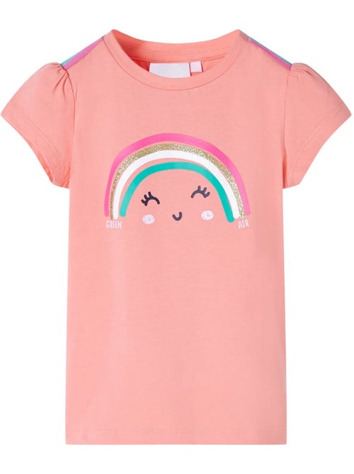 T-shirt enfant col rond imprimé arc-en-ciel souriant - vidaxl - Kiabi T-shirt enfant col rond imprimé arc-en-ciel souriant - vidaxl - Kiabi