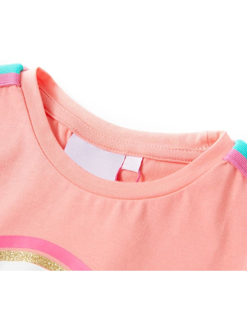 T-shirt enfant col rond imprimé arc-en-ciel souriant - vidaxl Rose - Kiabi