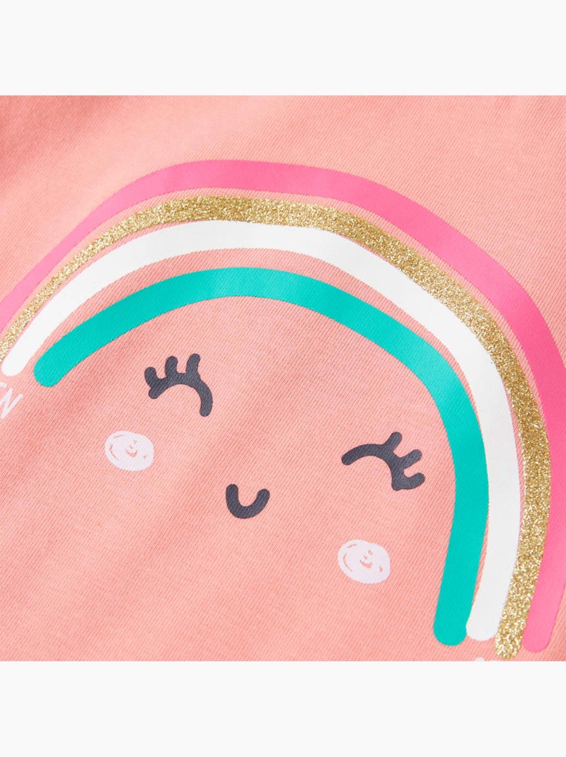 T-shirt enfant col rond imprimé arc-en-ciel souriant - vidaxl Rose - Kiabi