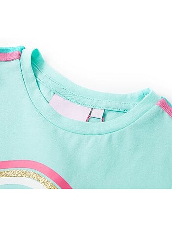 T-shirt enfant col rond imprimé arc-en-ciel souriant - vidaxl