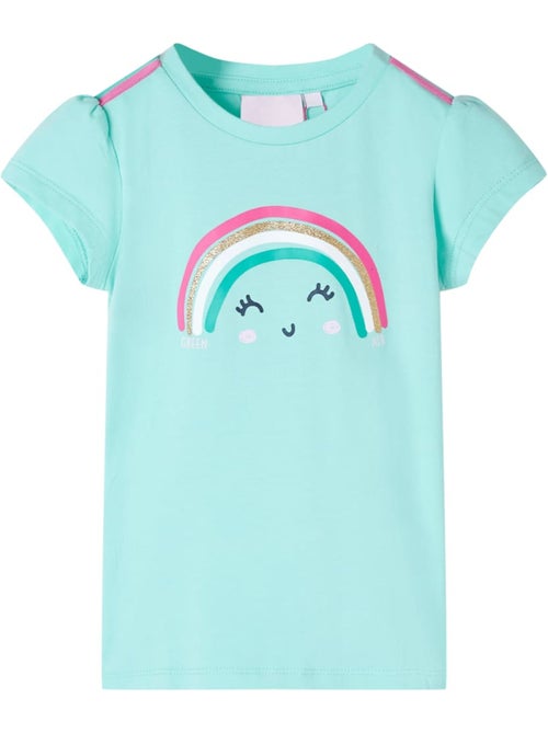T-shirt enfant col rond imprimé arc-en-ciel souriant - vidaxl - Kiabi